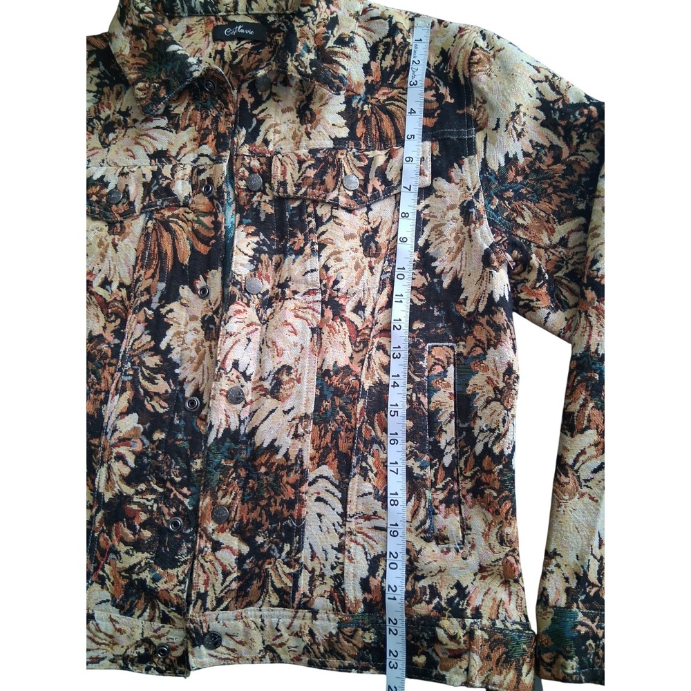 C'estlavie Men Floral Tapestry 2 Piece Set Trucker Jacket and Matching Pants L - Picture 8 of 12